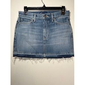 LEVI'S Made & Crafted Mini Skirt 27 Blue Raw Hem Denim Premium Boho Festival